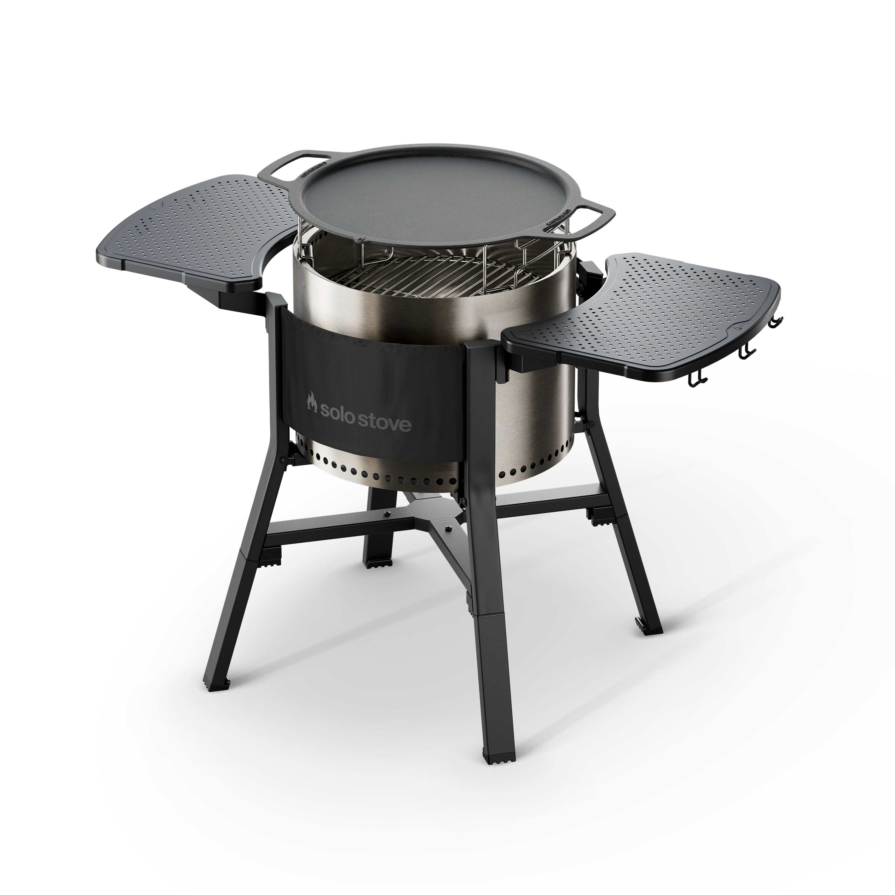 Solo Stove - Bonfire 19.5" Fire Pit Cast Iron GRIDDLE Cookout Bundle with Stand 2