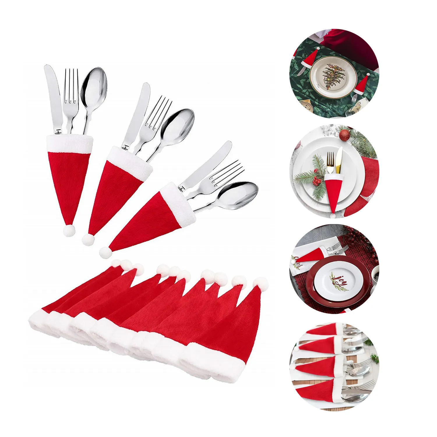 Christmas Hat Shape Bag for Knife and Fork 4