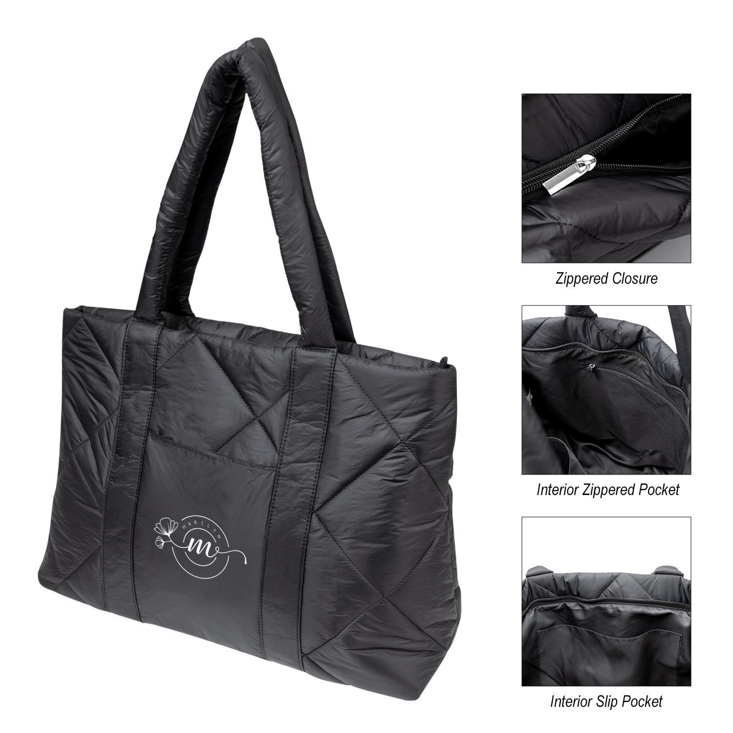 Luxe Quilted Puffer Tote Bag, custom tote bag with logo imprint 5