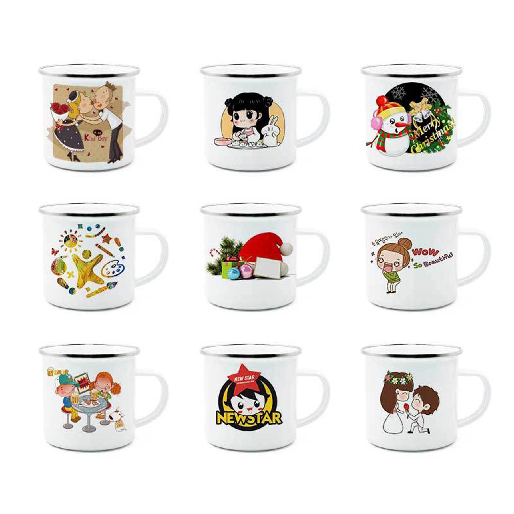 12 oz Enamel Coffee Cup Mug with Stainless Steel Rim 4