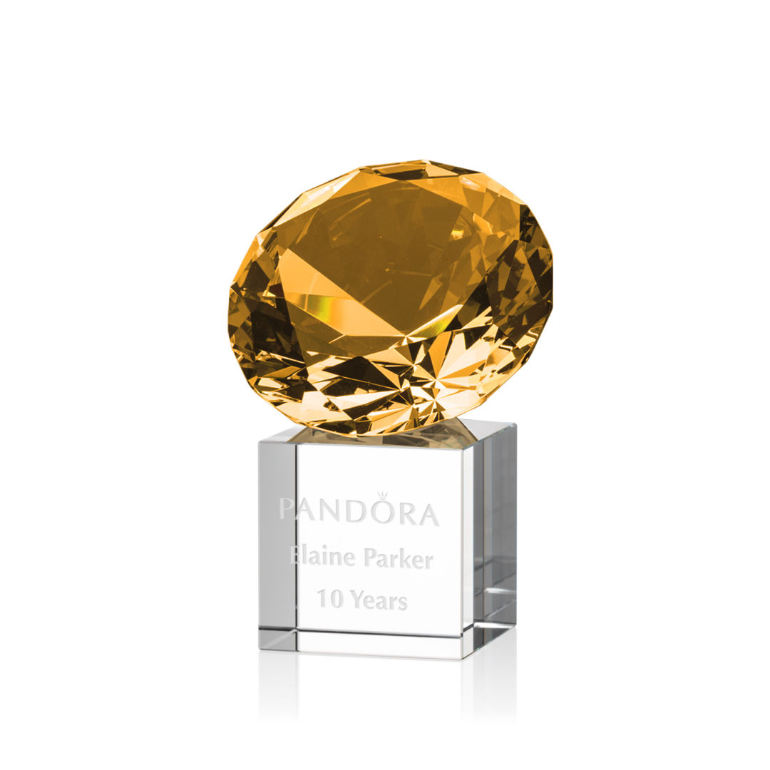 Gemstone Award on Cube - Amber 18