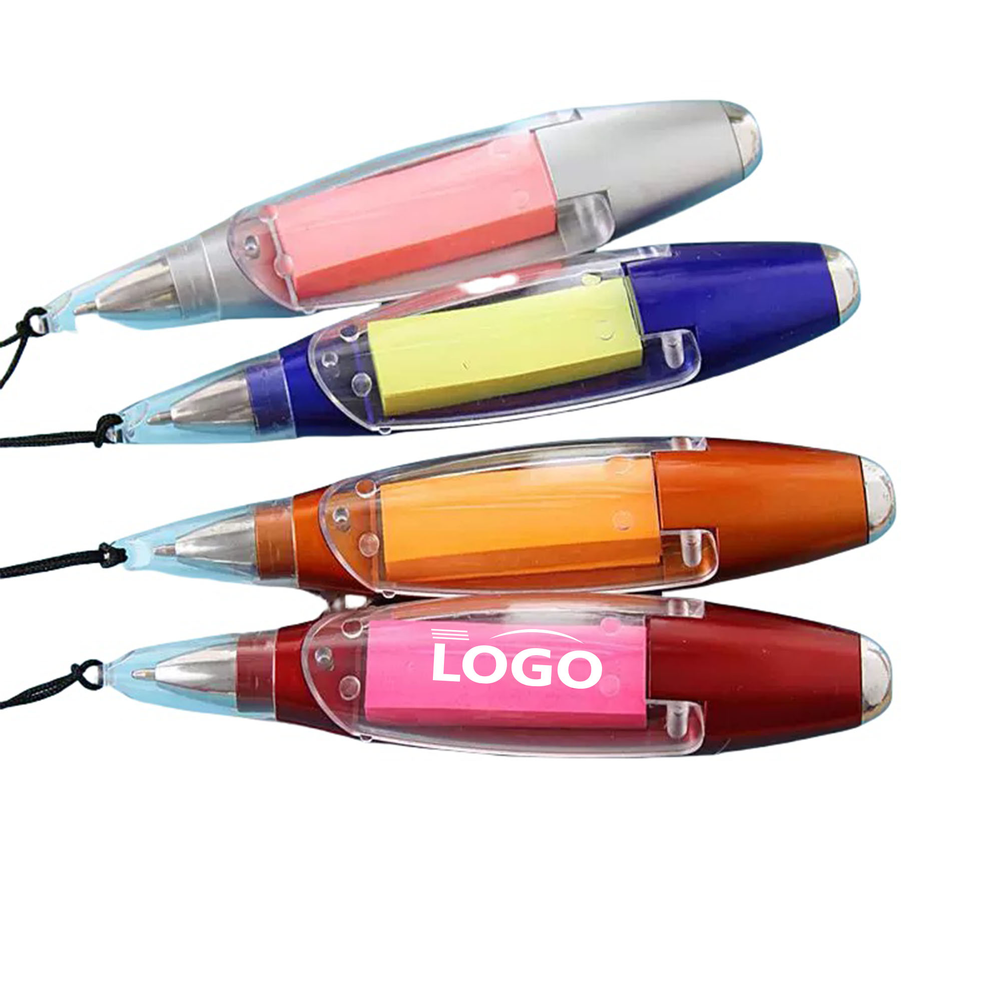 LED Ballpoint Pen with Sticky Notes & Lanyard 2