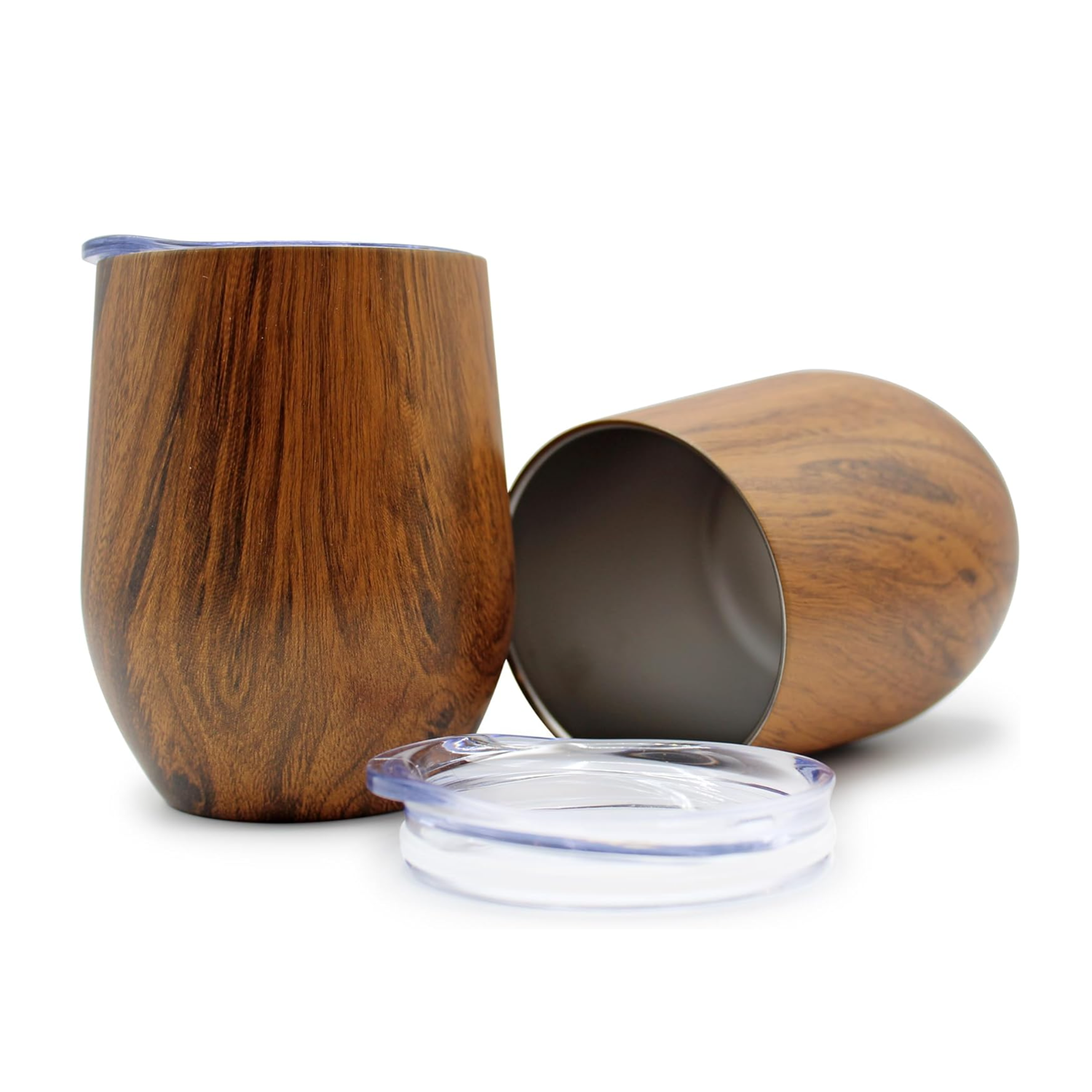 10 oz. Stainless Steel Lined Vacuum Wood Toned Wine Tumbler 6