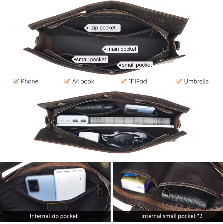 Men Leather Business Briefcase 6
