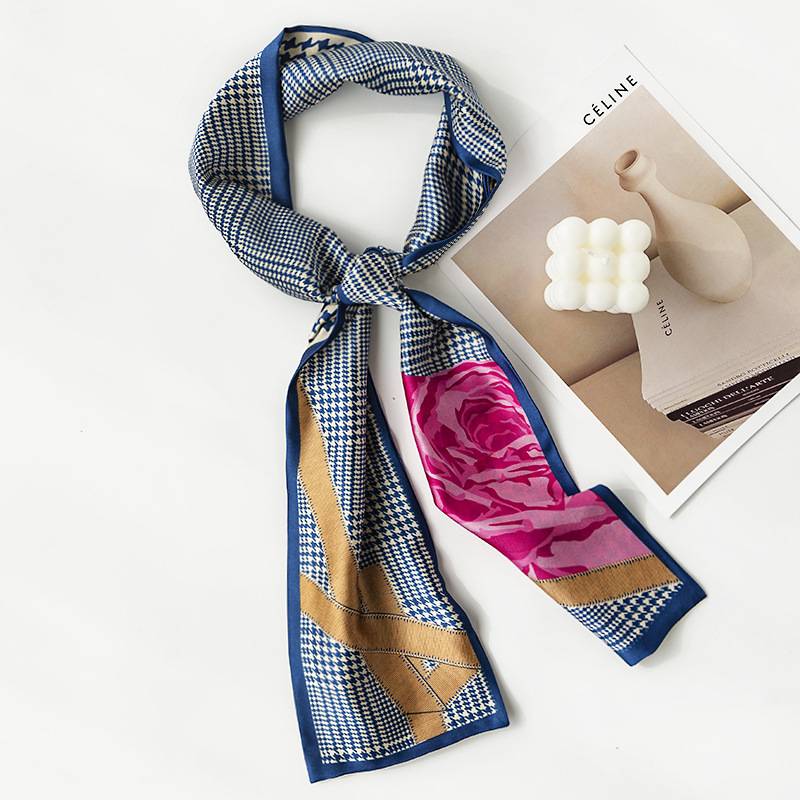Check silk-like scarves 5