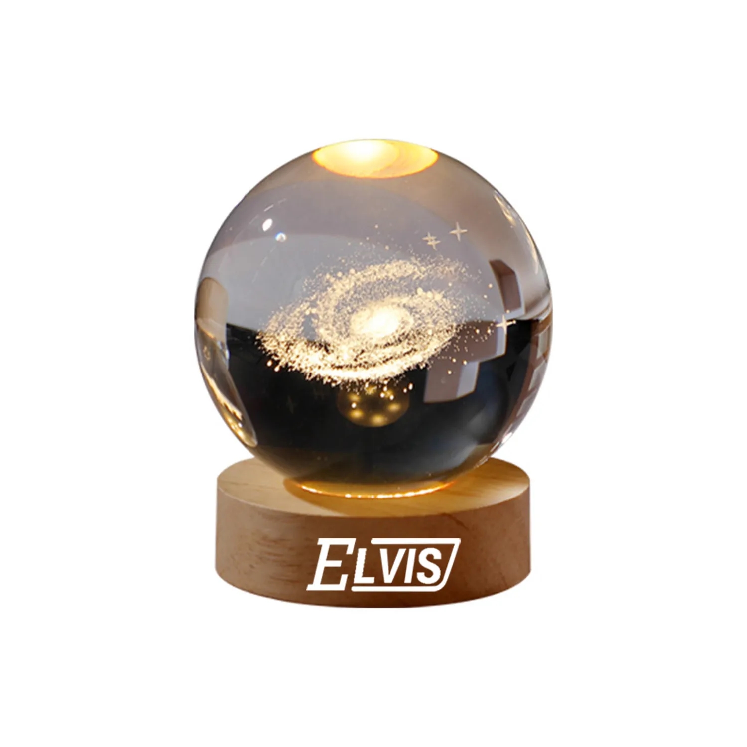 Wooden Luminous Base Crystal Ball Night Light Decoration 3
