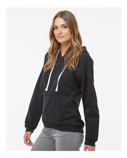 Women's Sueded V-Neck Hooded Sweatshirt - 8836 7