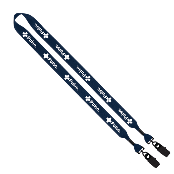 3/4" 2-Ended Polyester Lanyard with Metal Crimp & Metal Bulldog Clip 2