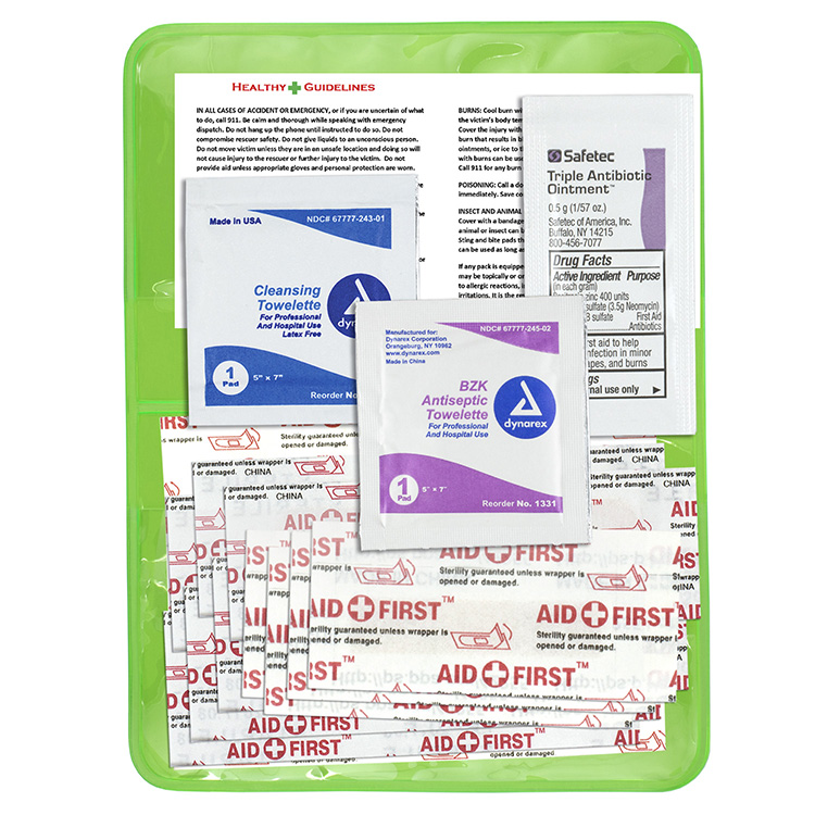 "HEAL-ON-THE-GO XL" 15 Piece Economy First Aid Kit in Colorful Vinyl Kit 16