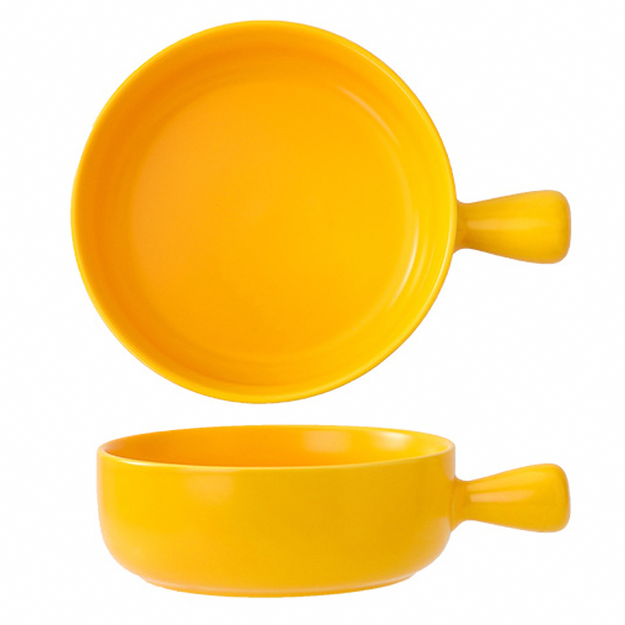 20 oz Round Ceramic Salad Bowl with Handle 10