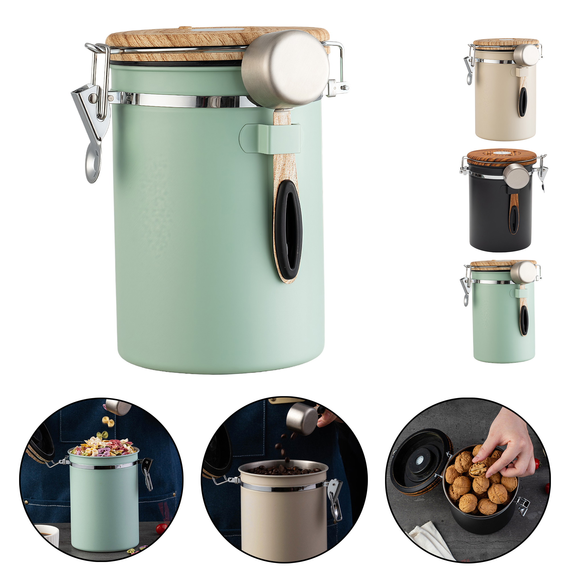 1.8L Stainless Steel Coffee Bean Storage Canister with Date Tracker 4