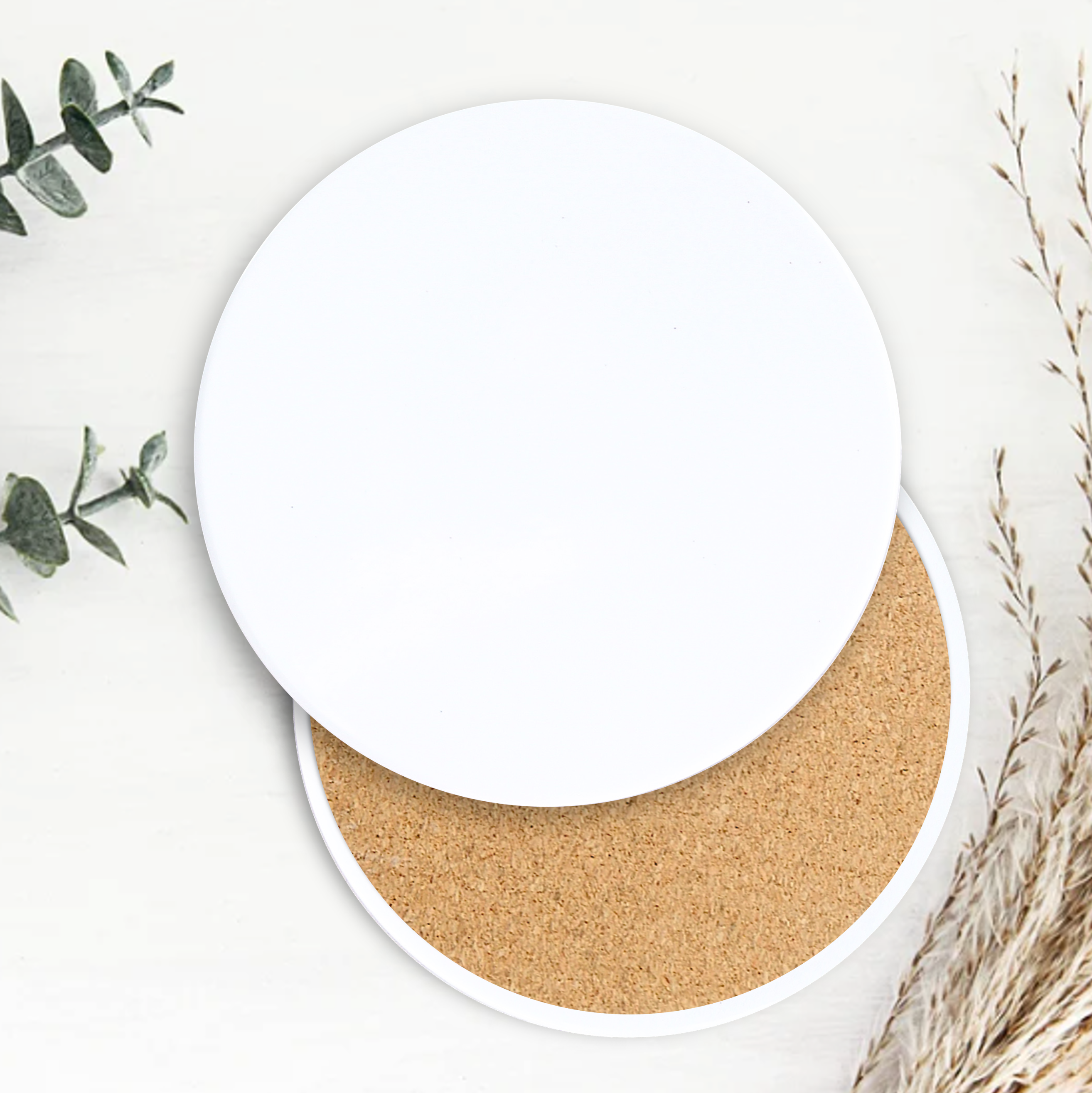 Semi-Gloss White Ceramic Round Coaster 8