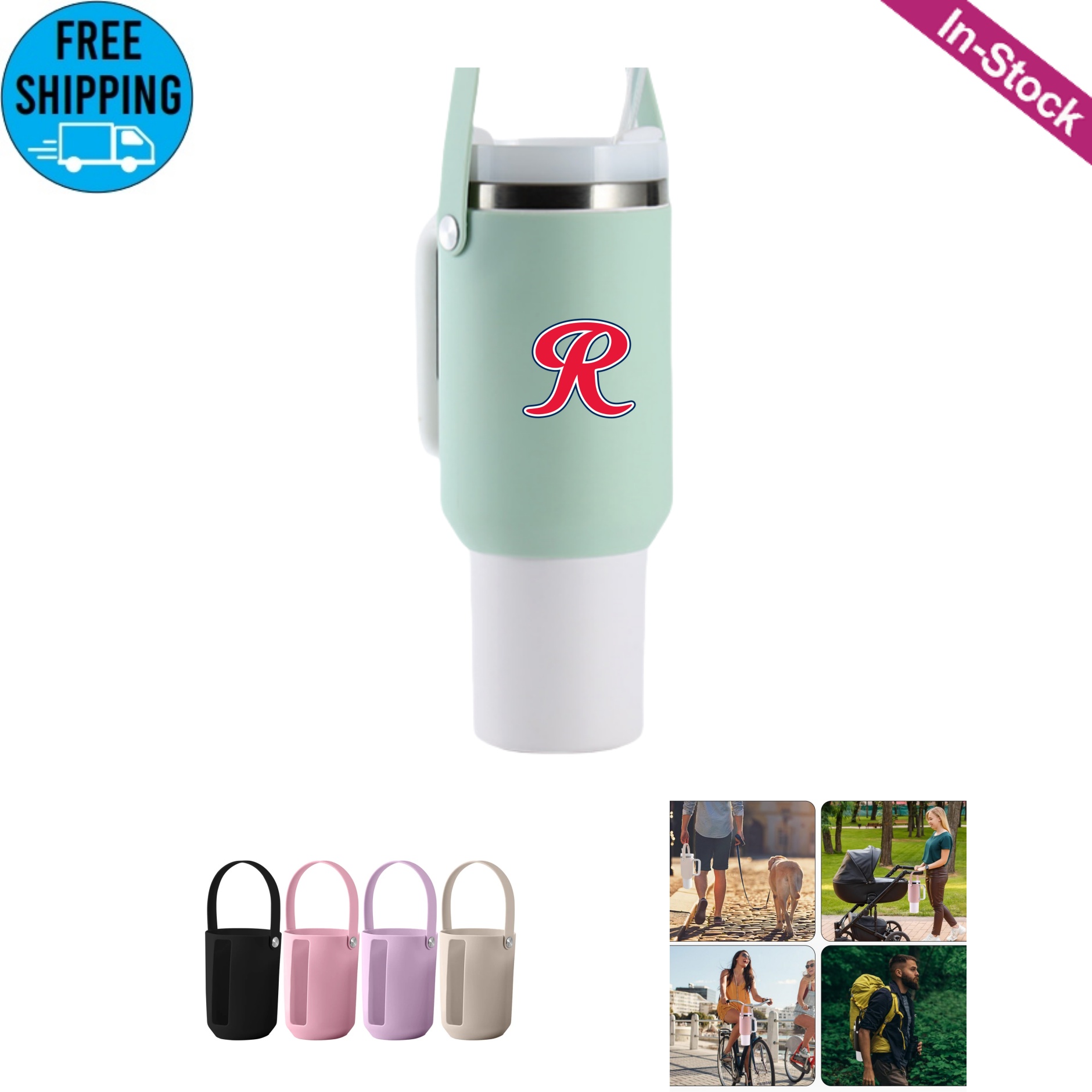 Silicone Water Bottle Holder Sleeve for 40 OZ Tumbler 3