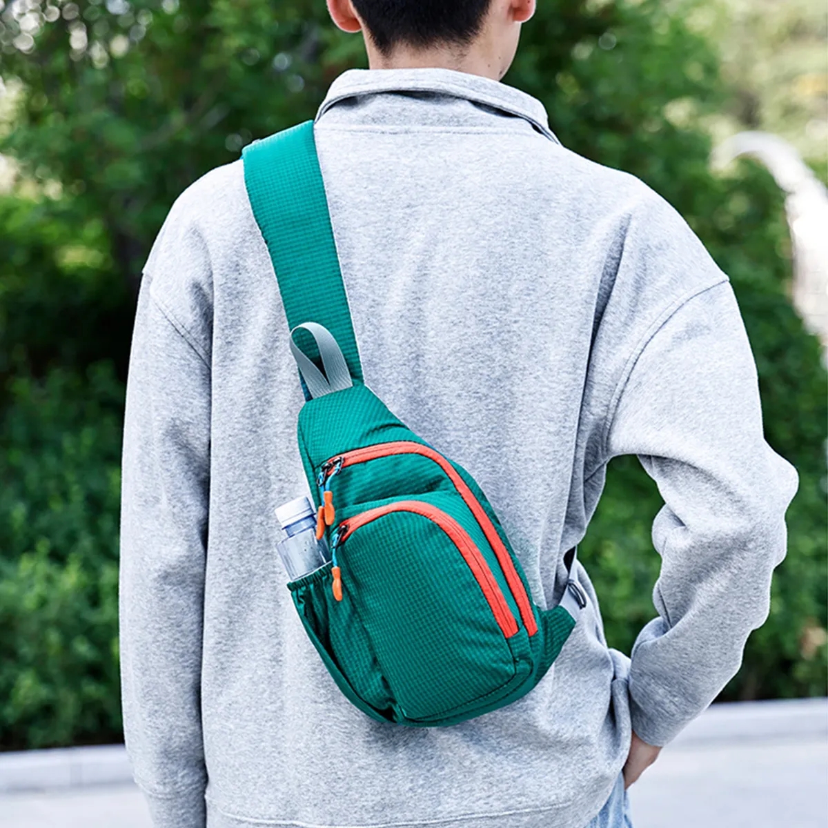 Nylon Sling Crossbody Chest Bag With Zippers & Side Pocket 3