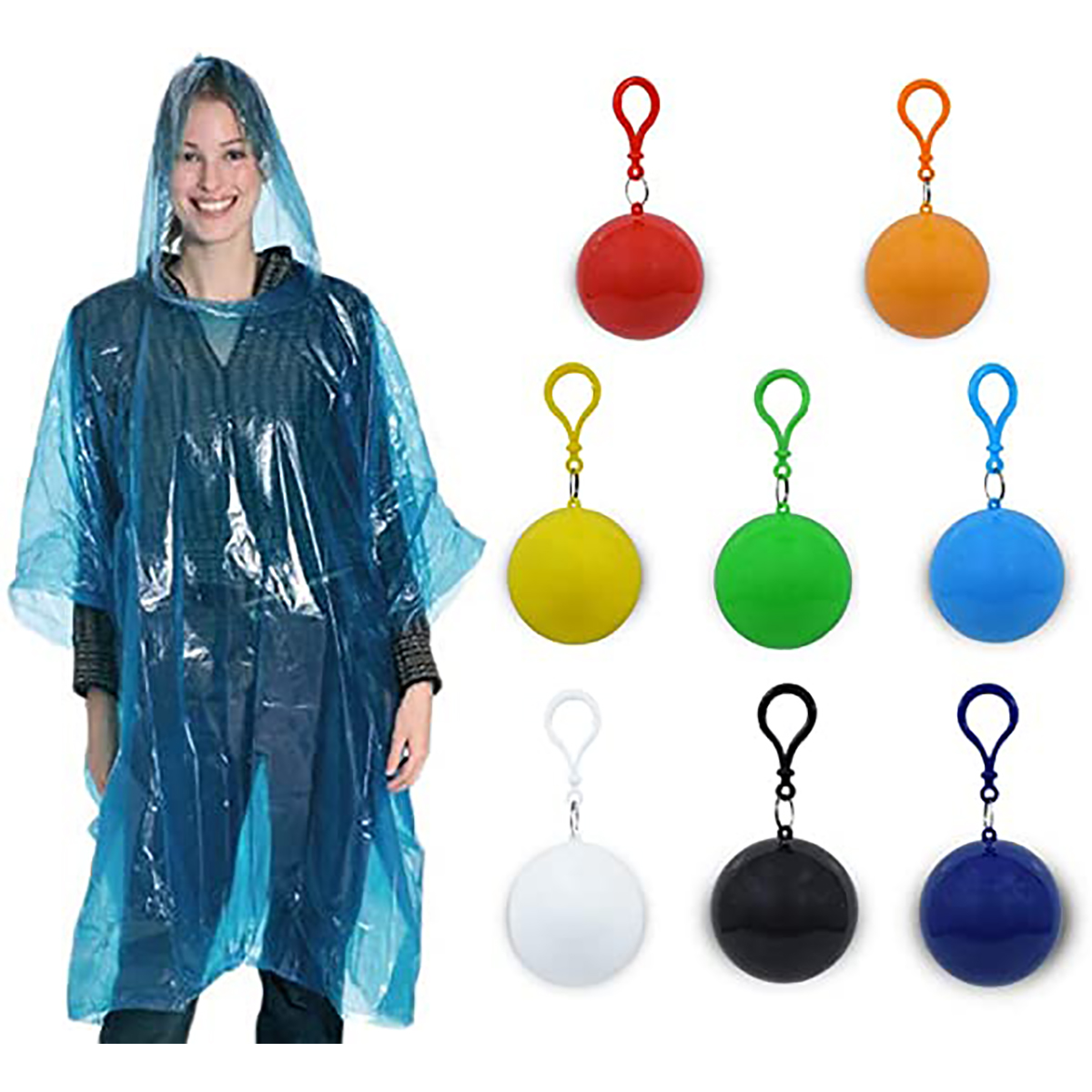 Disposable Raincoat Poncho Ball Keychain 4