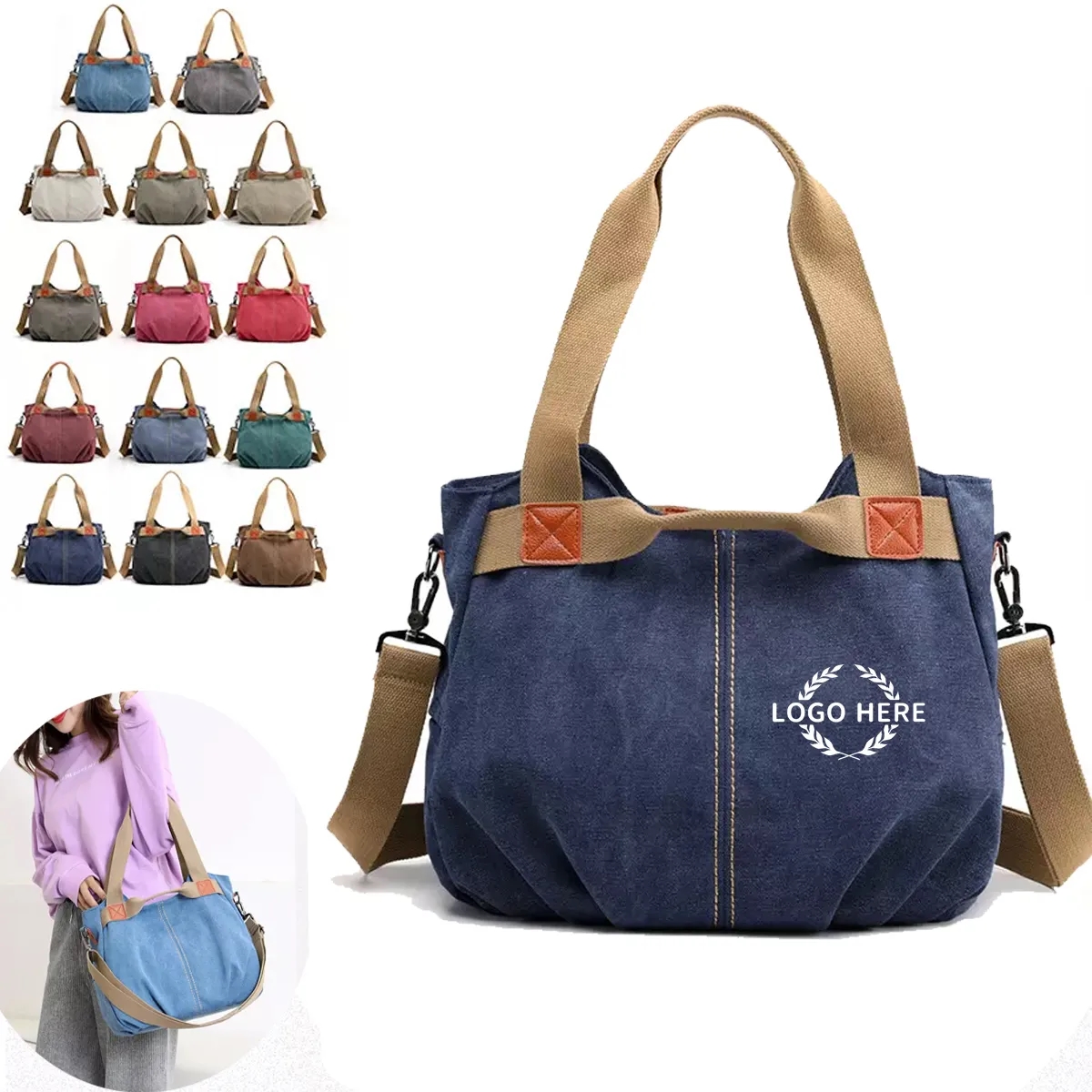 3 In 1 Women's Vintage Canvas Daily Bag 2