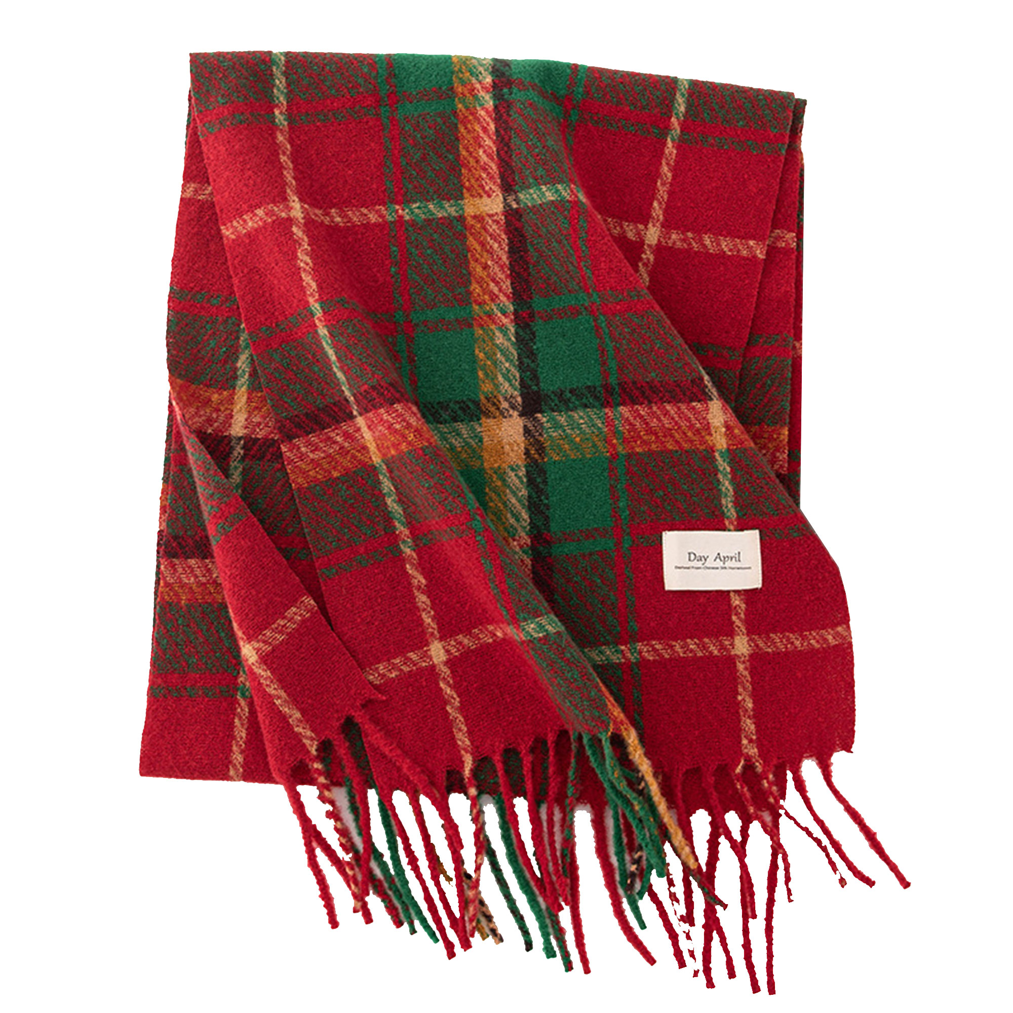 Christmas Plush Tassel Plaid Scarf Winter 8