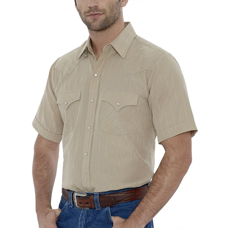 Short Sleeve Tone-on-Tone Western Shirt 14
