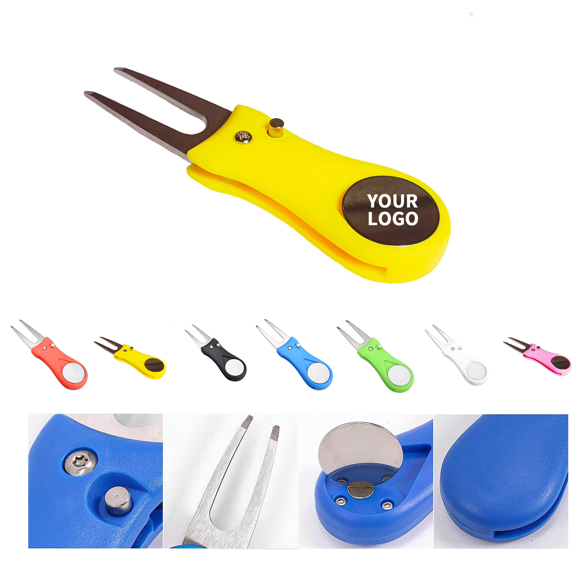 Folding Golf Divot Repair Tool With Ball Mark 4.33" x 1.26" 4