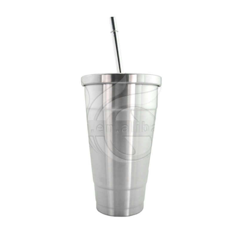 Stainless Steel 16oz Tumbler with Metal Straw 4