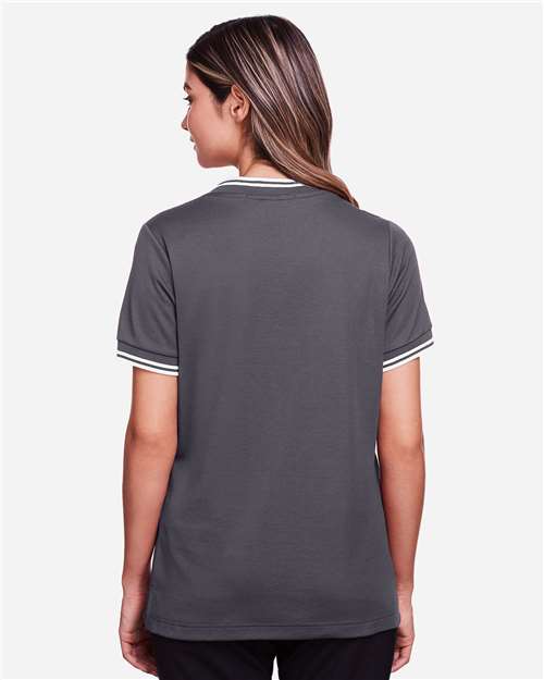 Women's CrownLux Performance® Plaited Tipped V-Neck Shirt - DG20CW 12