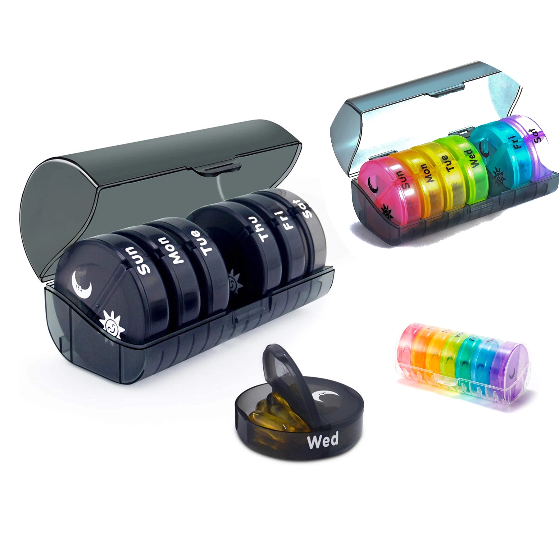 Round Travel Split Pill Box 2