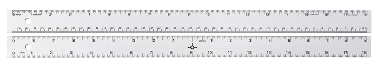 18" Straight Edge Aluminum Ruler with Center-Finding Back 2