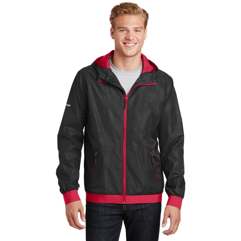 Sport-Tek Embossed Hooded Wind Jacket. 33