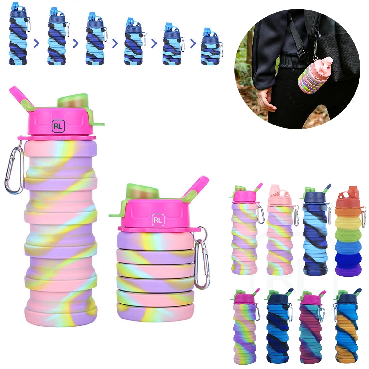 17 Oz Collapsible Silicone Water Bottle 2