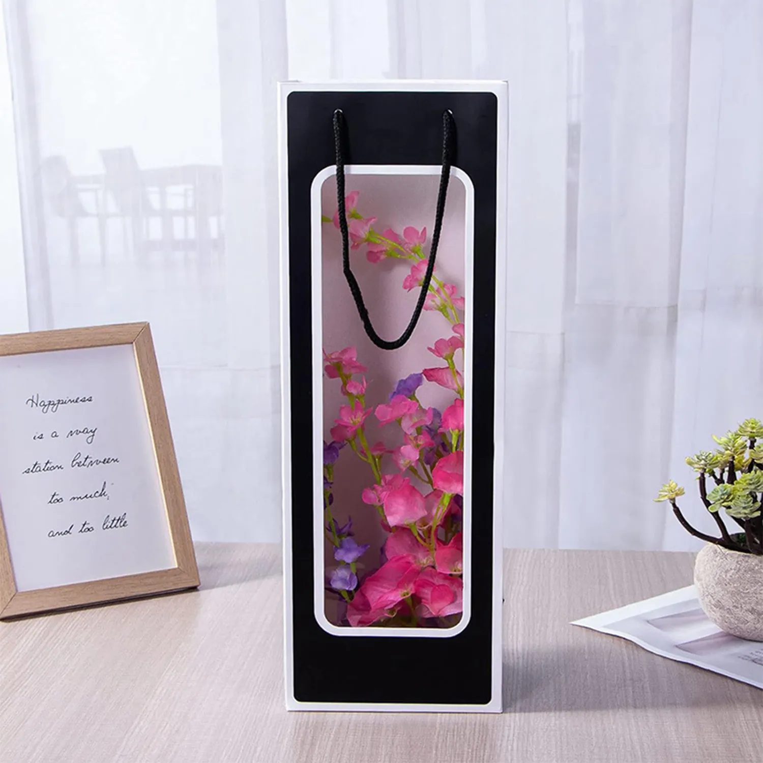 Kraft Paper Wine Gift Bags with Clear Window and Handles 2