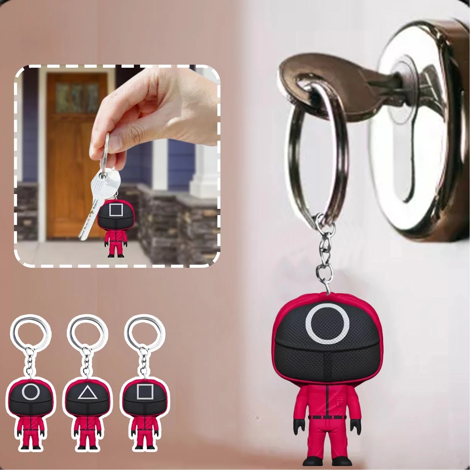 Masked Squid Game Man 3D Figural Keychain For Student 2