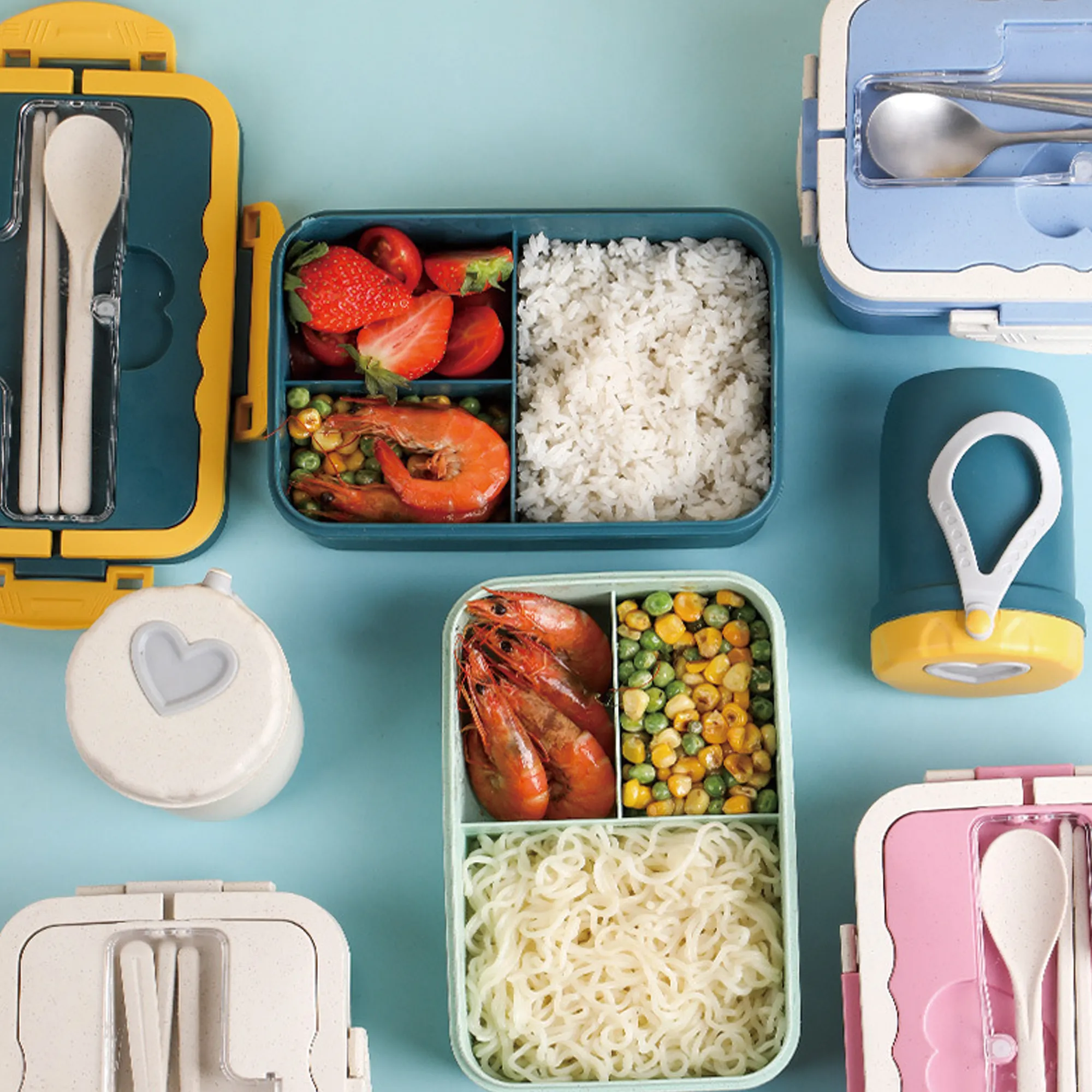 Bento Lunch Box Tableware Set Wheat Straw Material 4