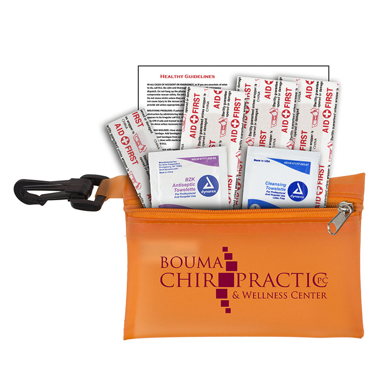 "PARKWAY 7" Piece First Aid Kit inTranslucent Zipper Kit with Plastic Carabiner Attachment 4