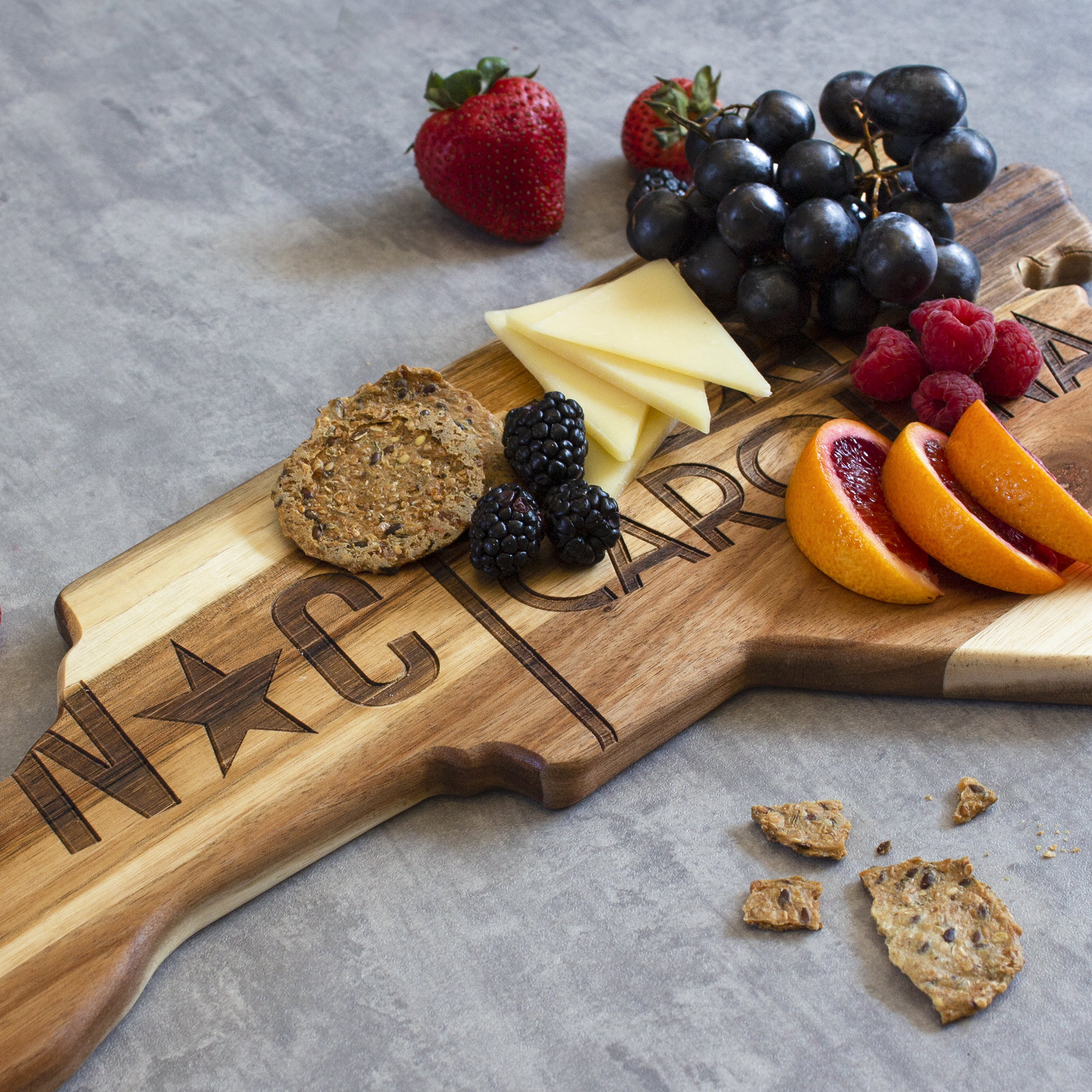 Rock & Branch® Origins Series North Carolina State Shaped Wood Serving and Cutting Board 7