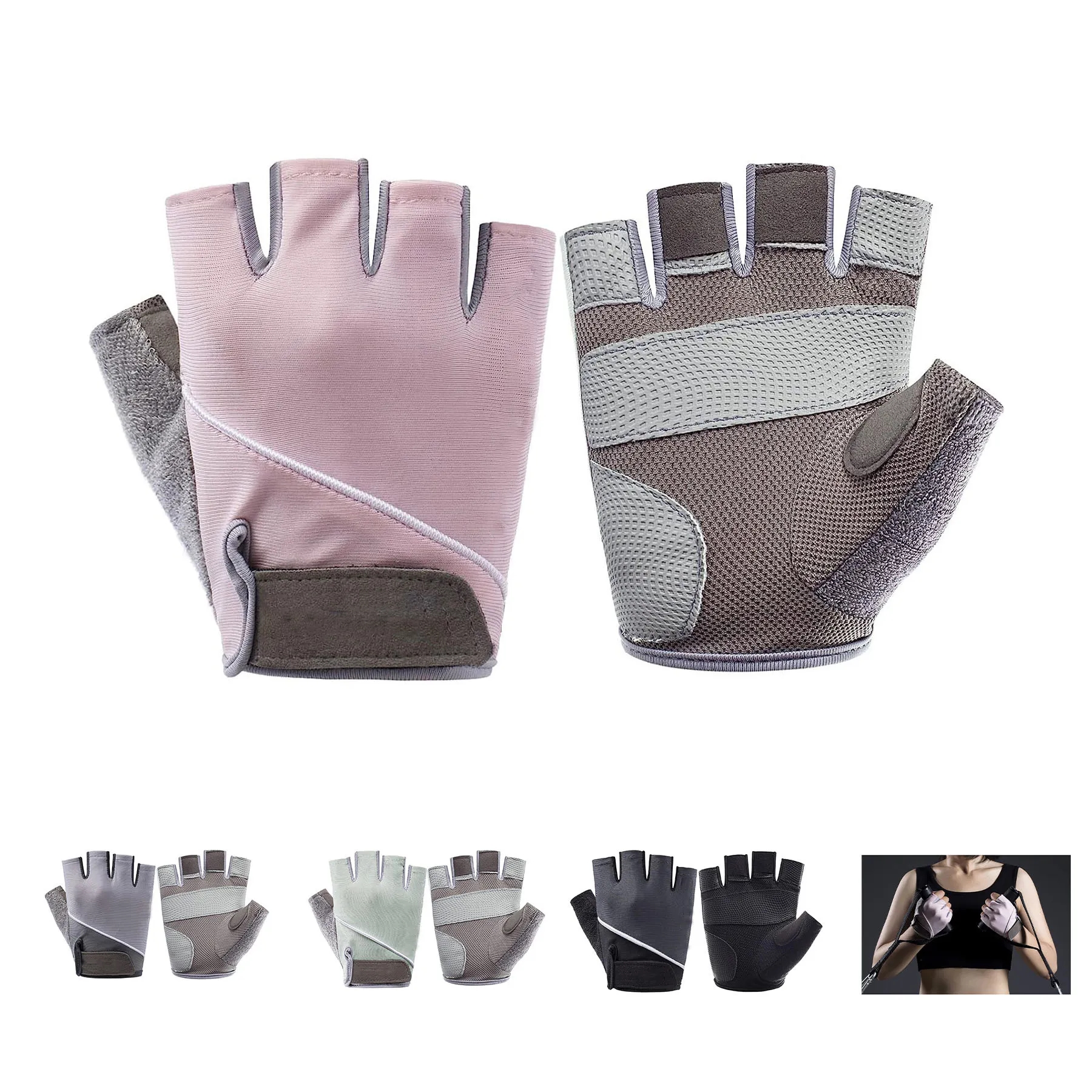 PU gel anti slip pad Workout Gloves for Women Men 2