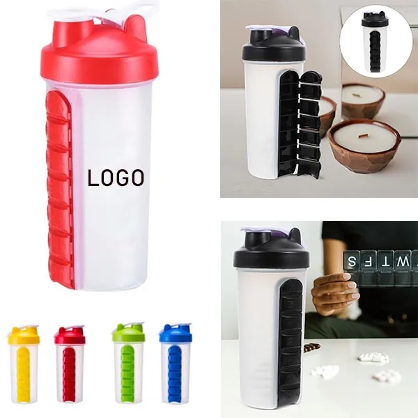 Shaker Bottles for Protein Mixes With Pill Organizer 3