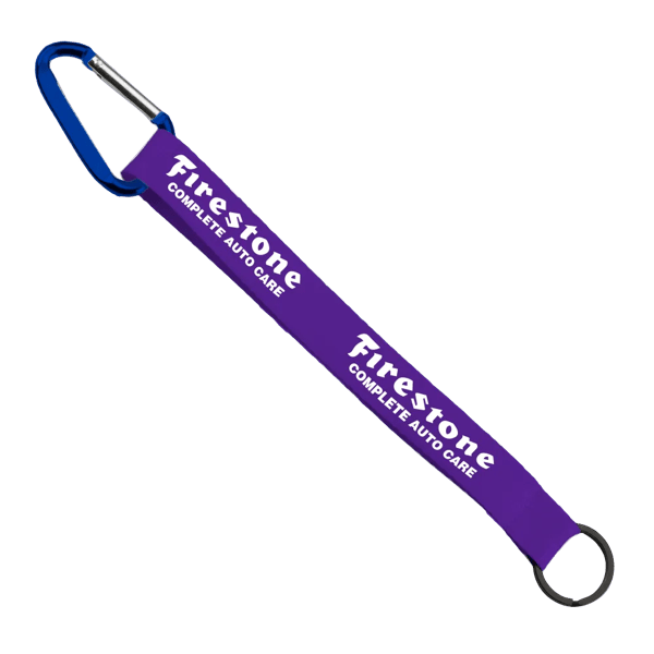 3/4" Sewn Polyester Keychain with Metal Split-Ring and Carabiner 105