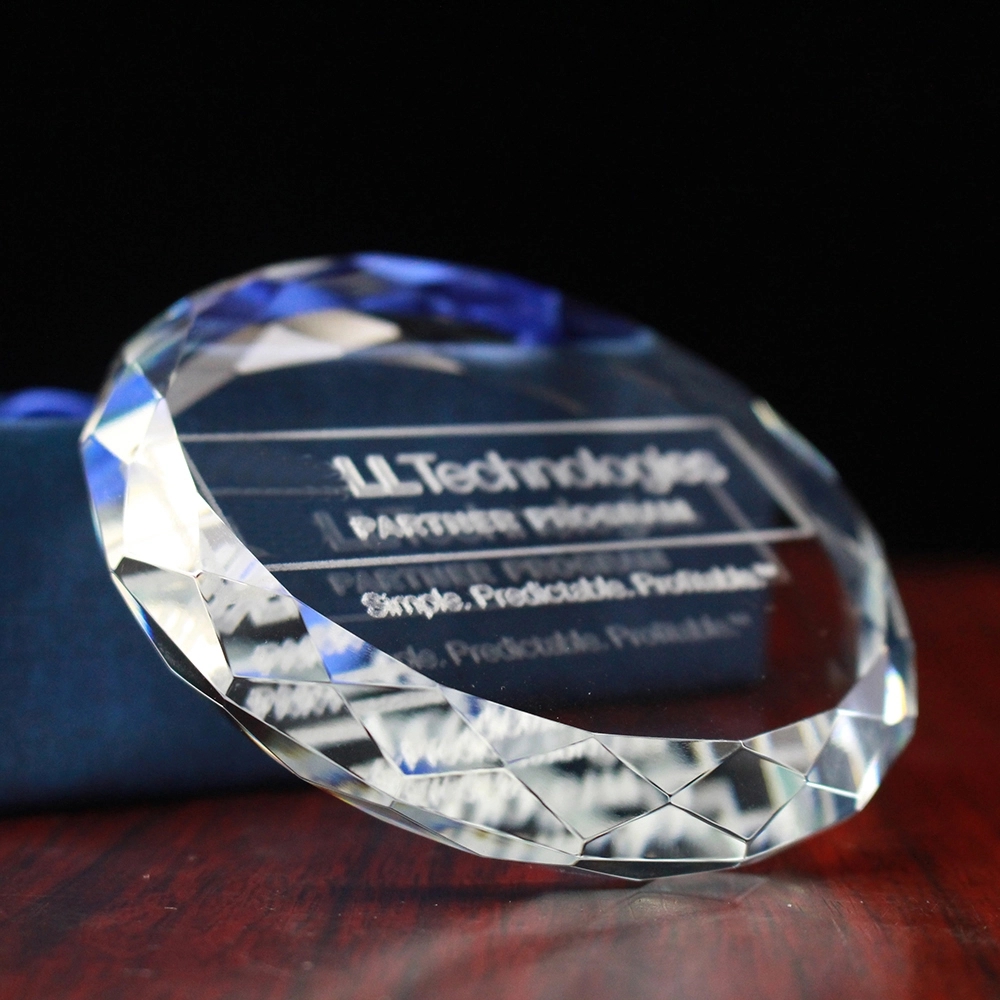 Cut Circle Crystal Customized Paperweight 3