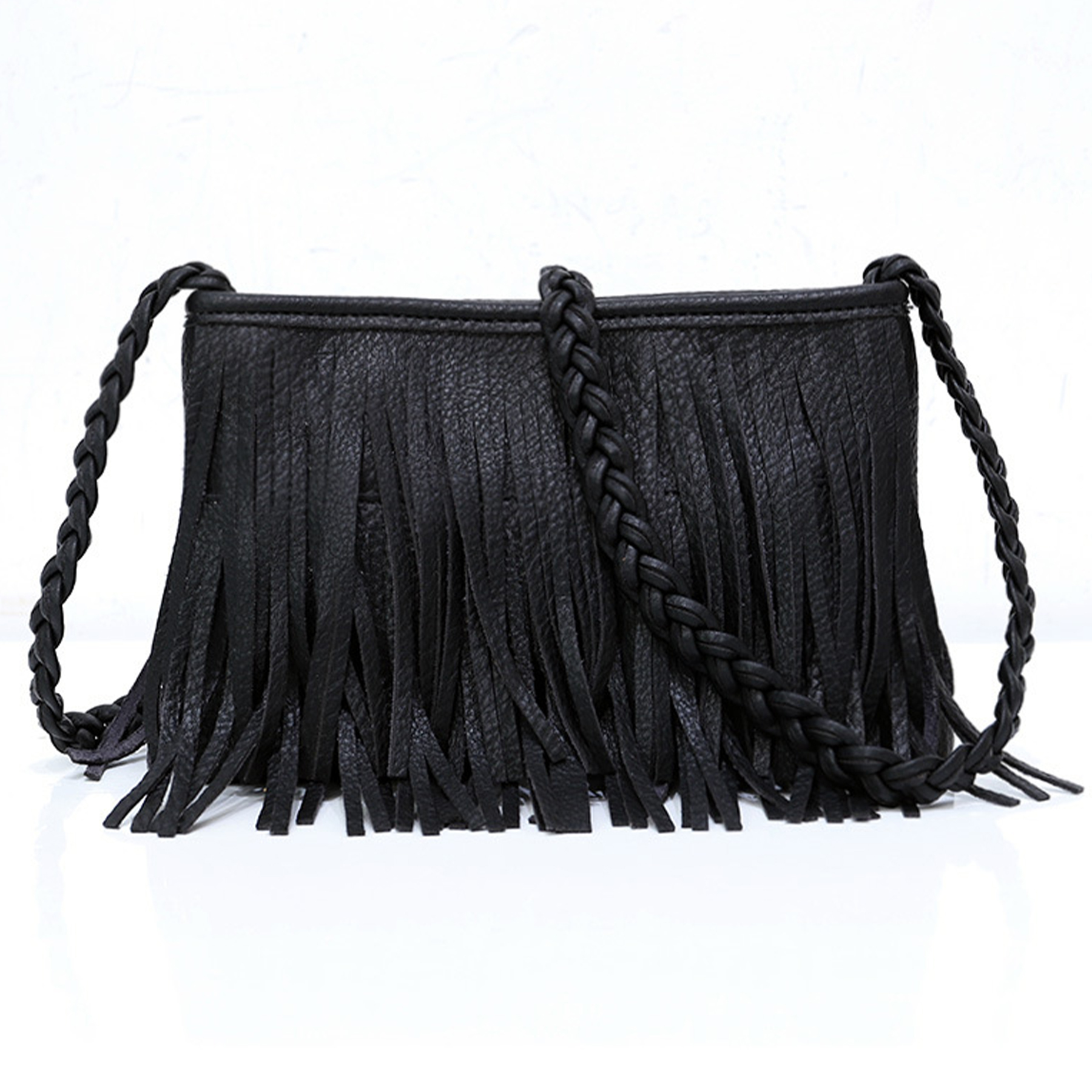 PU Hand-woven tassel shoulder cross-body bag 3