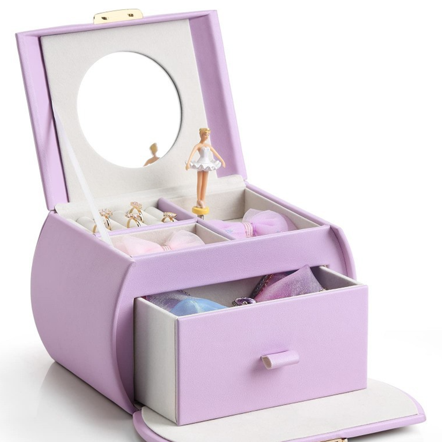 Portable Leather Jewelry Storage Box with Lock and Handle 3