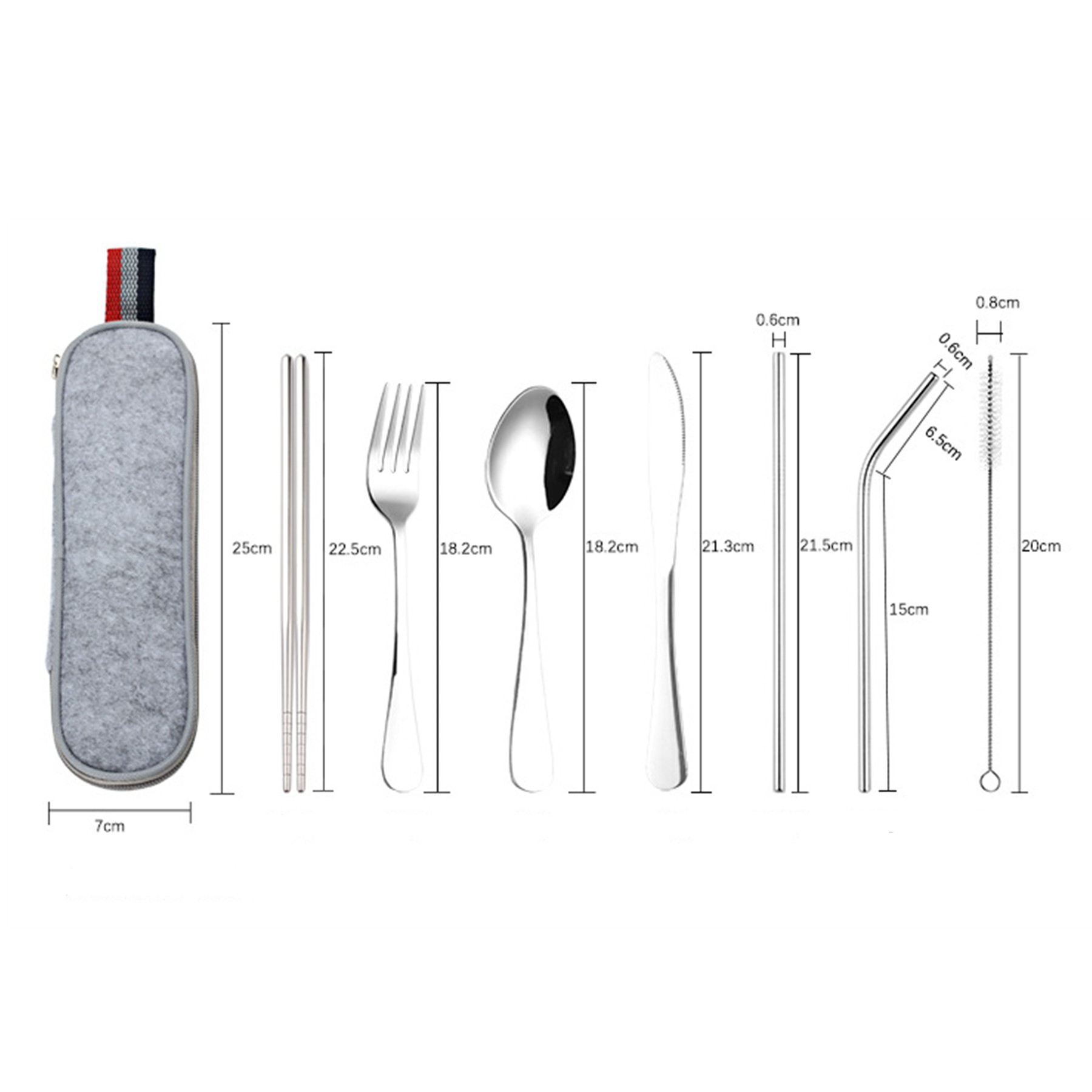 Stainless Steel Utensils With Straw Set Of 7 8