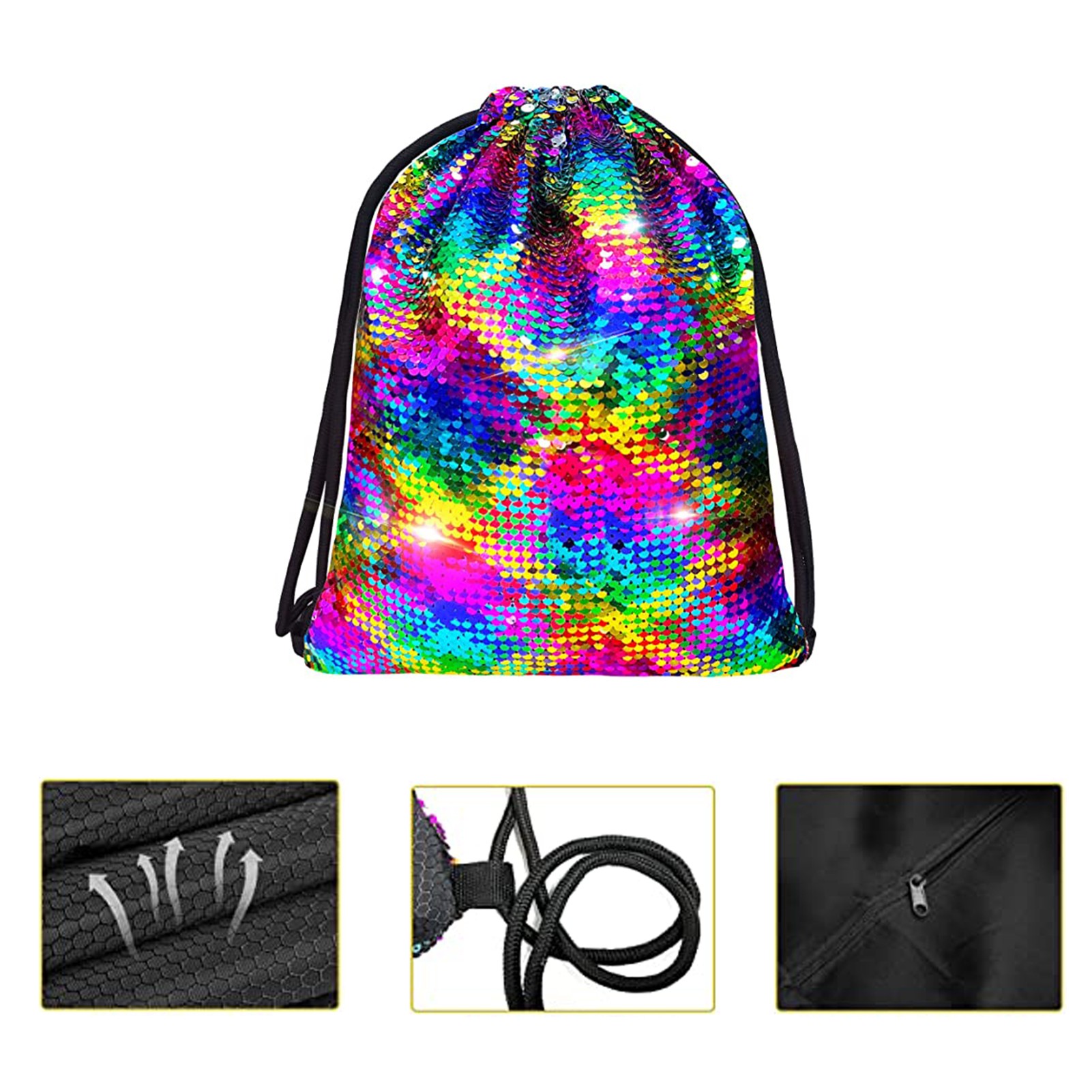 13.7 x 17.7 Inches Mermaid Sequin Drawstring Bag 3