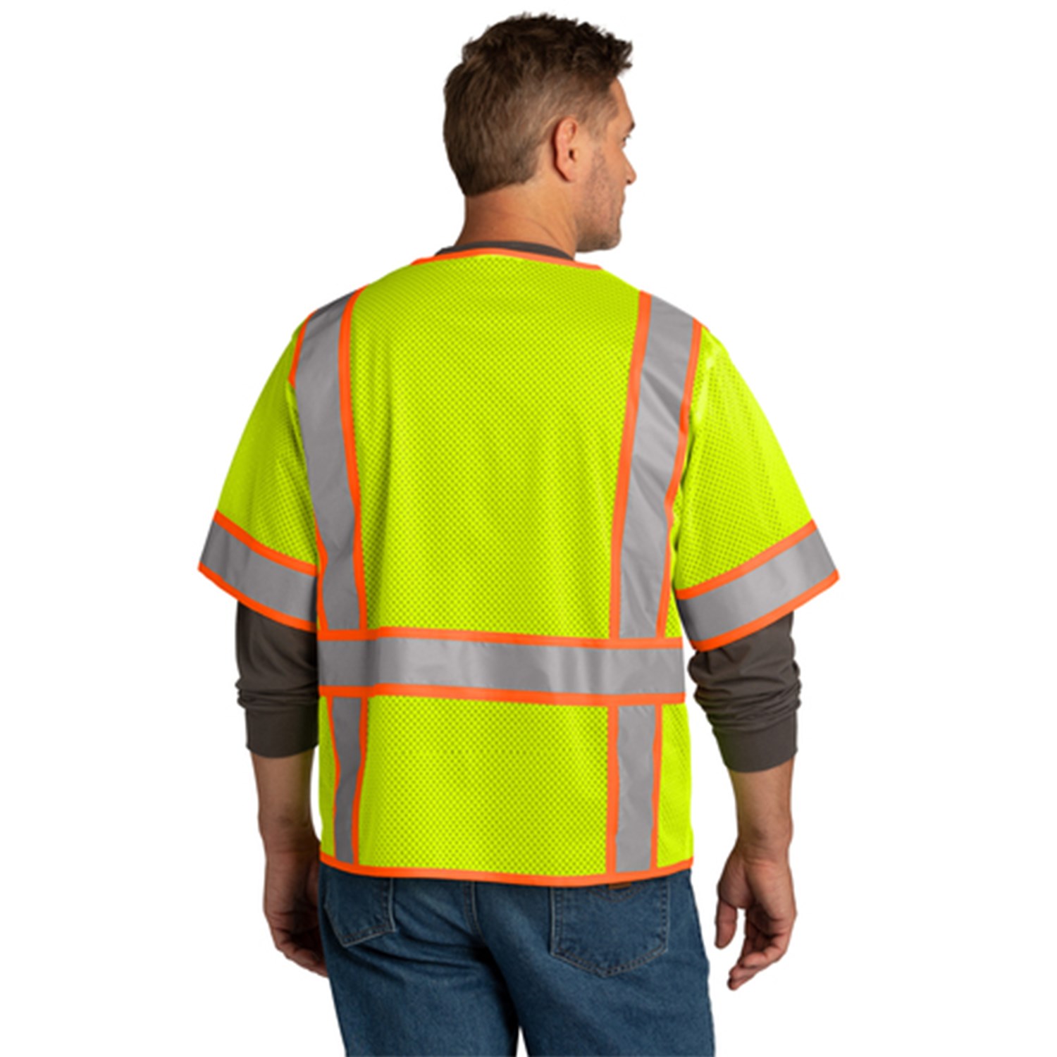 CornerStone® ANSI 107 Class 3 Surveyor Mesh Zippered Two-Tone Short Sleeve Vest 2