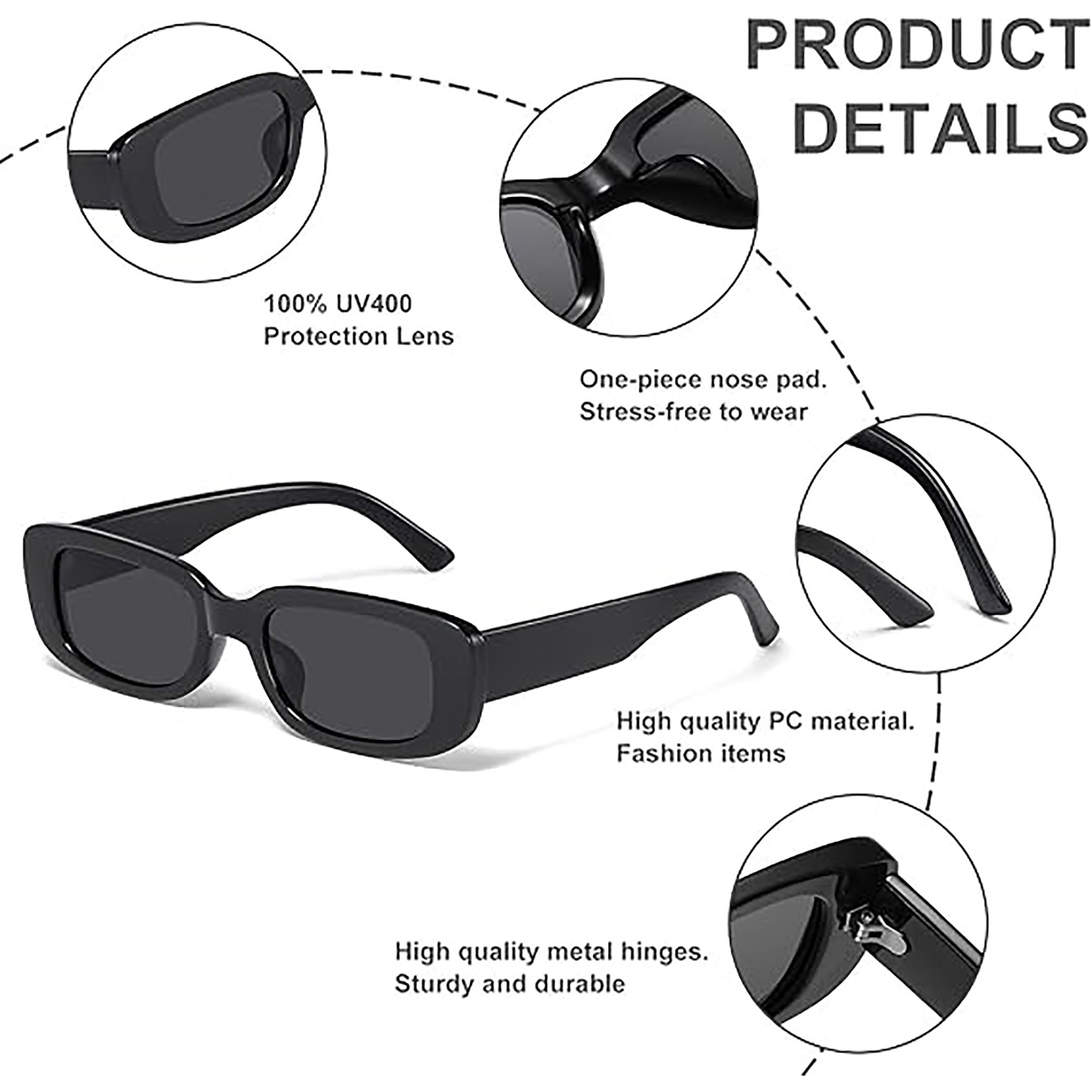 Retro Rectangle Sun Glasses 3