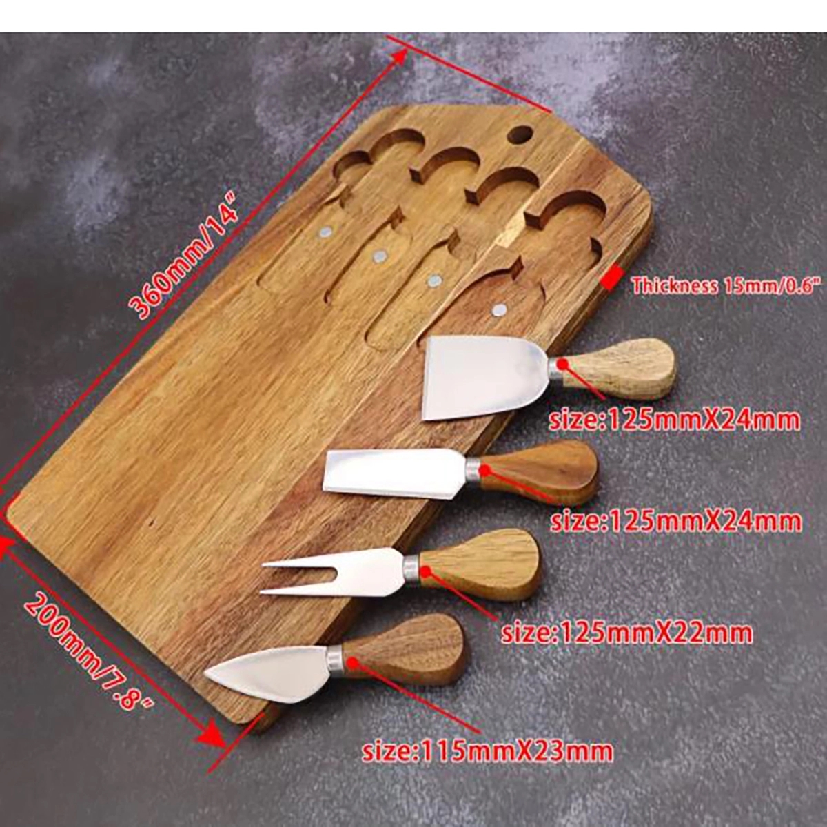 Cutting Board With Cheese Knife Set 6