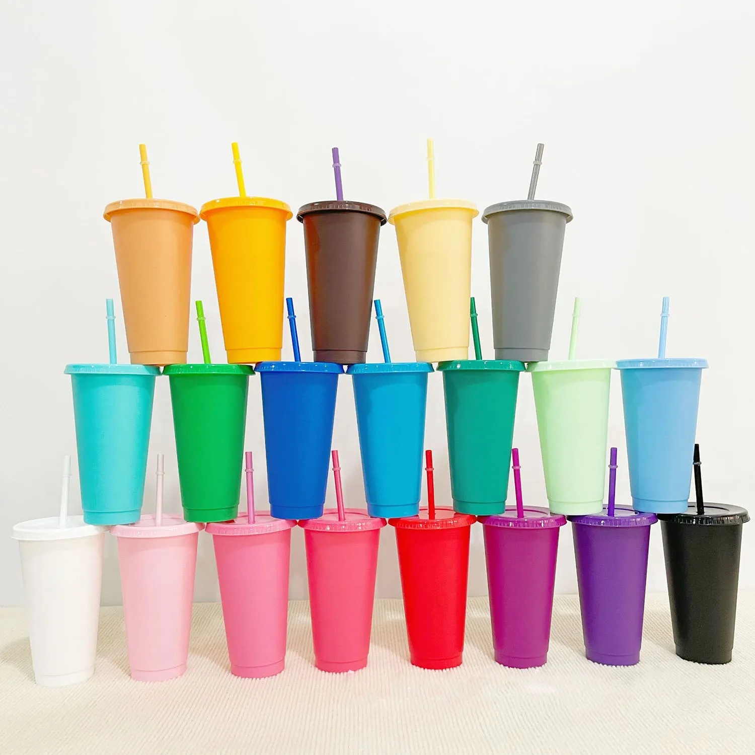 Reusable Color Changing Cup Plastic Tumblers With Lids 2