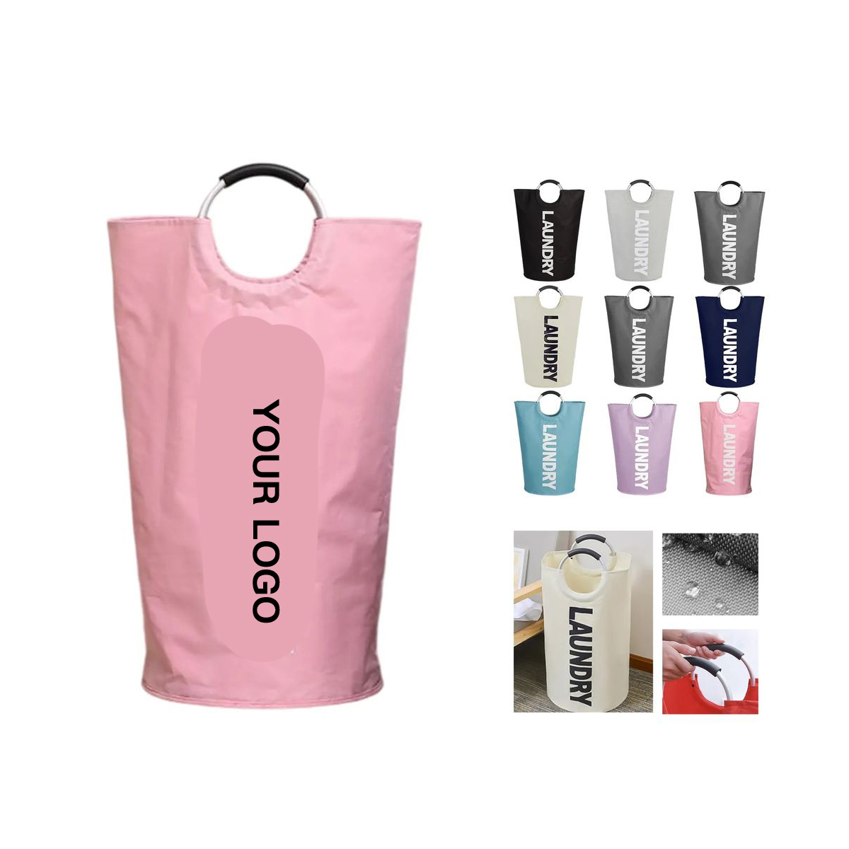 Oxford Laundry Basket with Foldable Aluminum Frame 2