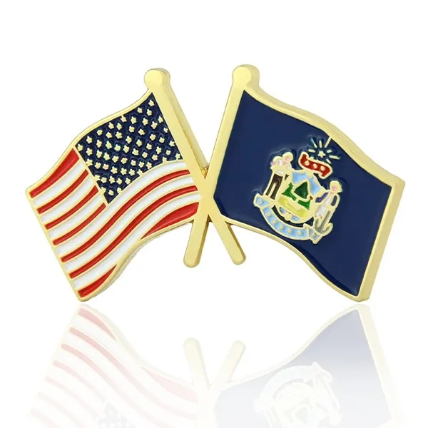Stock Crossed Flag Pin (USA & USA) 30