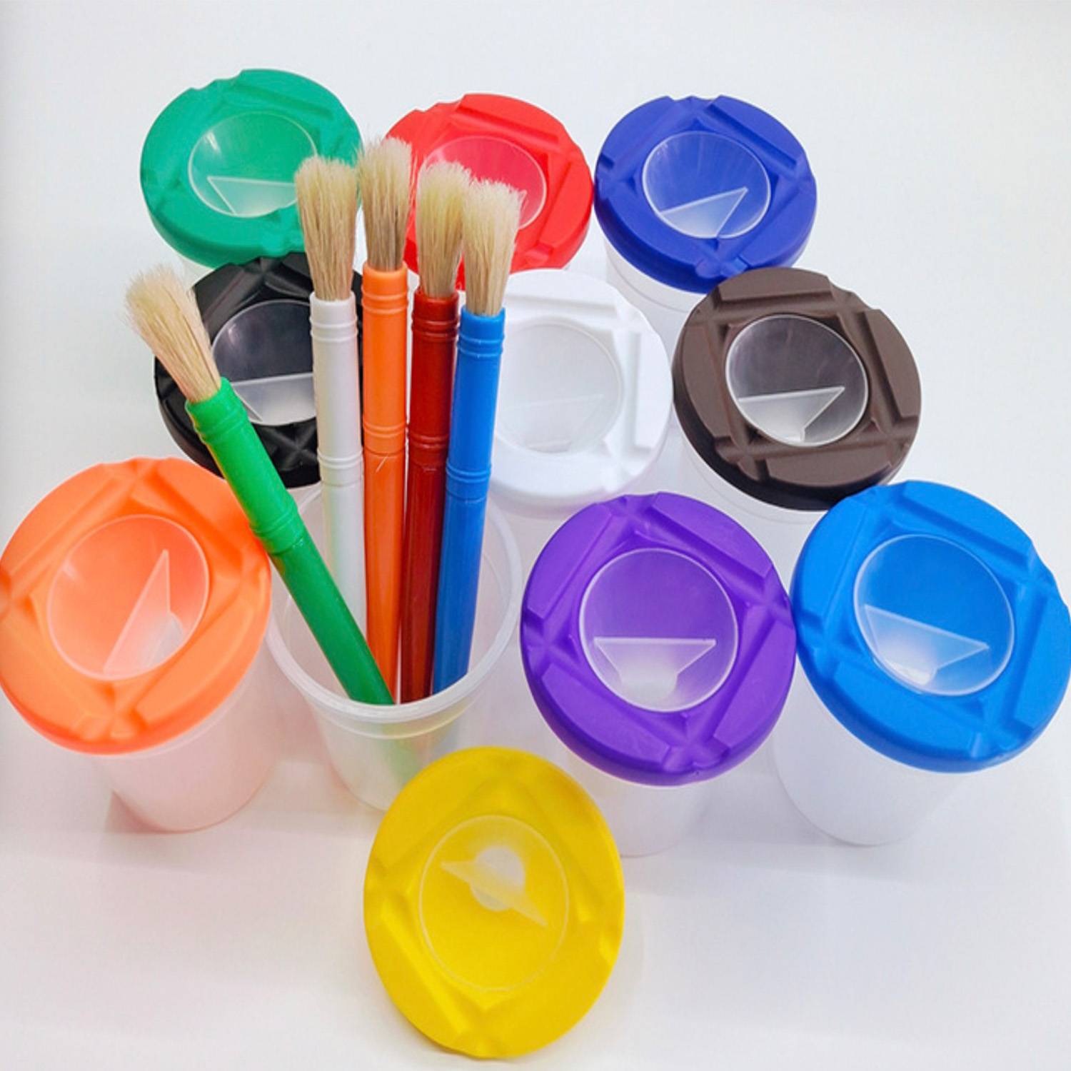 Paint Cups W/Colored Lids 7