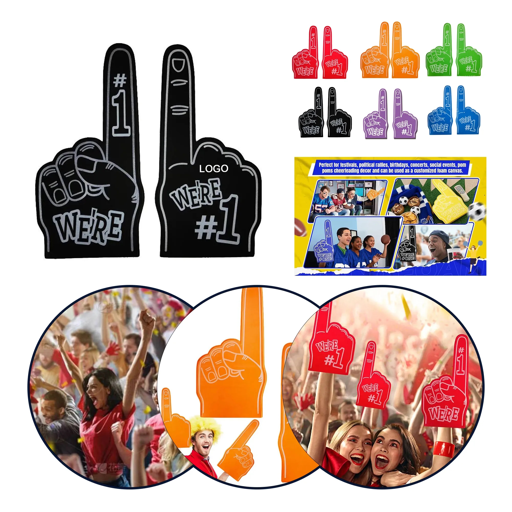 EVA Foam Cheerleading Hands 18.1" L x 9.1" W 12